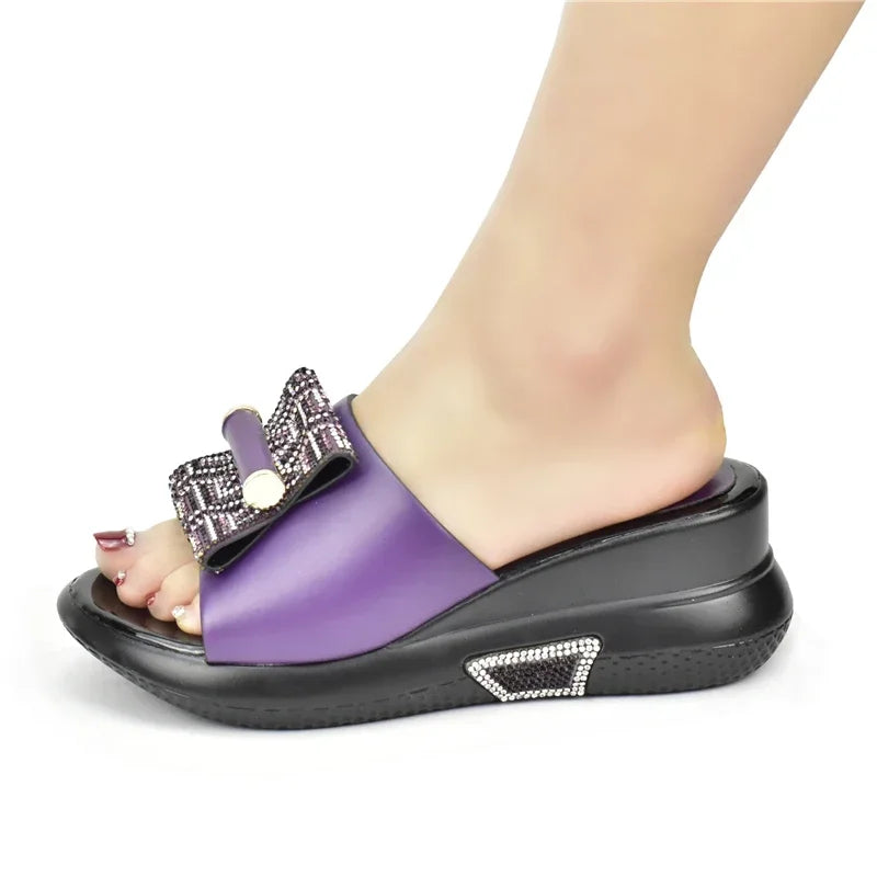 Patent Leather Rhinestone Wedding Shoes Bride Shoes for Women 2025 Designer Luxury Wedges Shoes for Women Platform Pumps