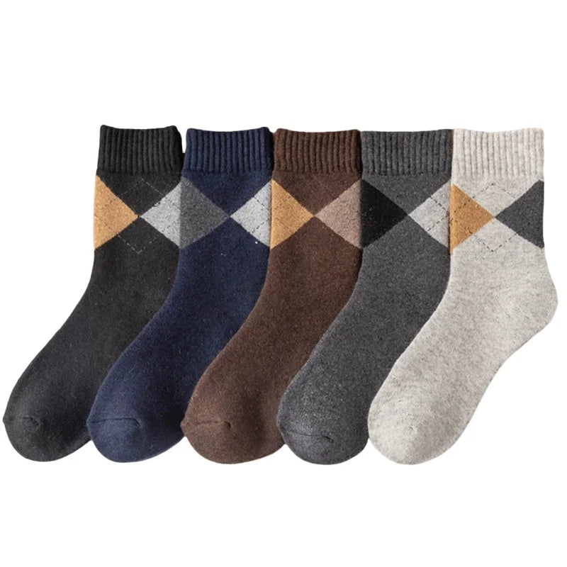 5 Pair Winter New Thick Warmth Harajuku Retro Fashion Casual Wool High Quality Cotton Socks For Men