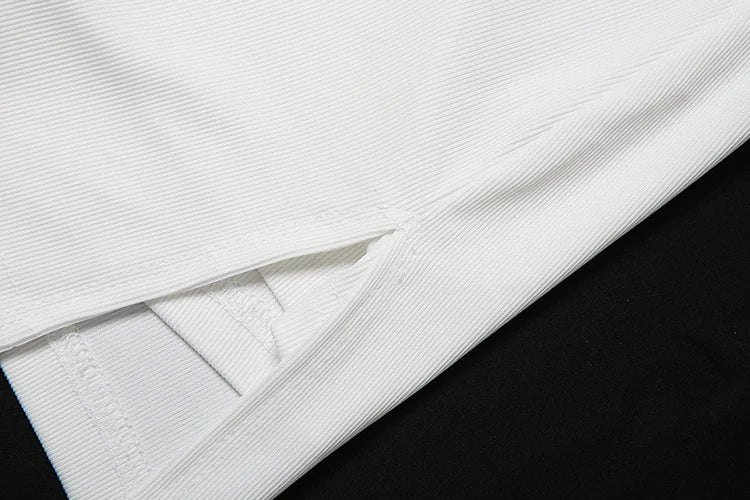 Geribbelde 2-delige set voor dames, zwarte string tanktops zonder rug + korte rok met zijsplit, zomer 2025, nieuwe trend, bijpassende pakken