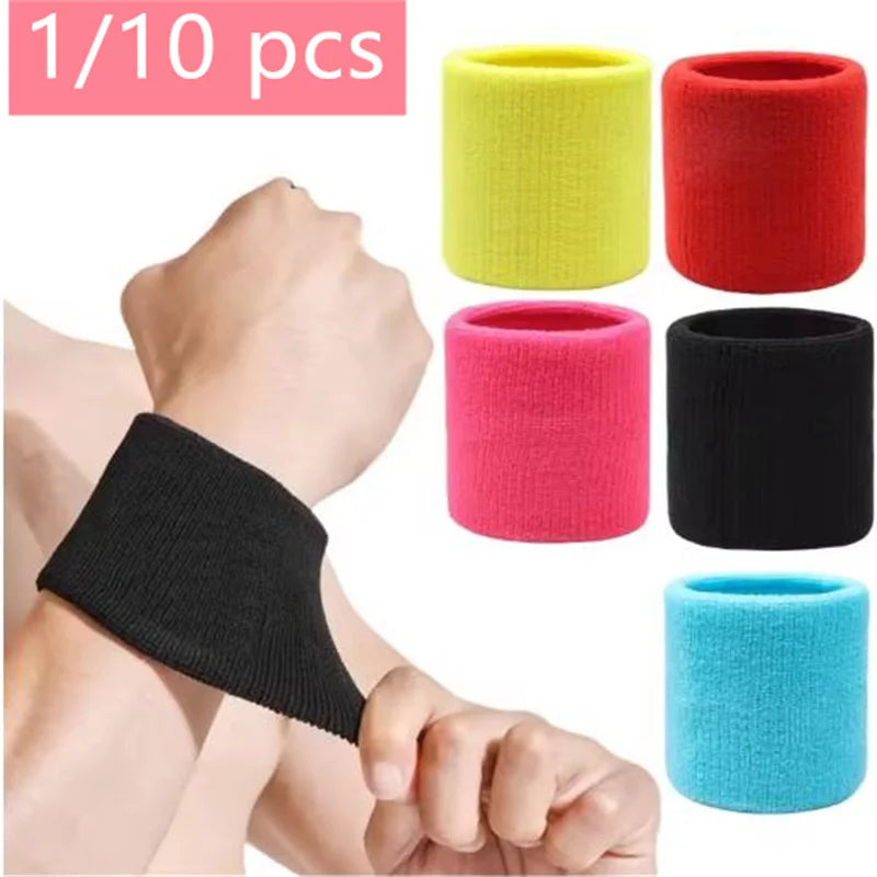 1/10pcs Wrist Support Band Wristband Sport Bracers Sweat Towel Cuff Tennis Wrist Guard Protector Strap Fitness Run Sweatband Gym