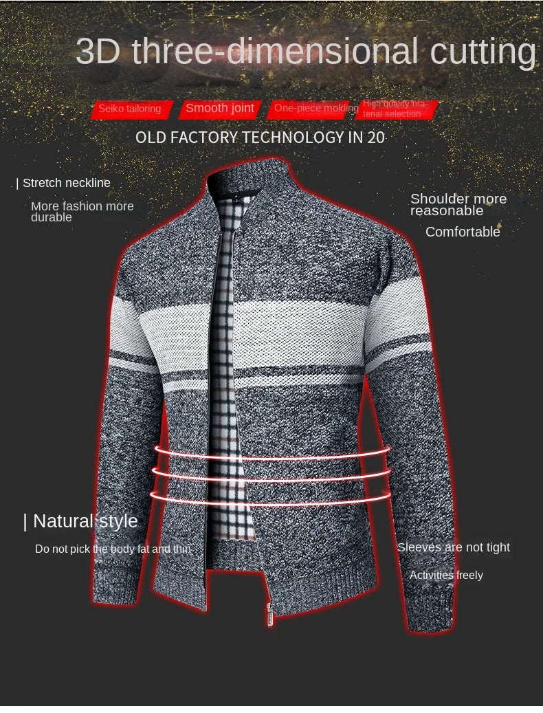 Men's High Quality Thick Plus Velvet Brand Casual Fashion Baseball Collar Classic Jacket, Zipper Warm Windbreaker Male Coats
