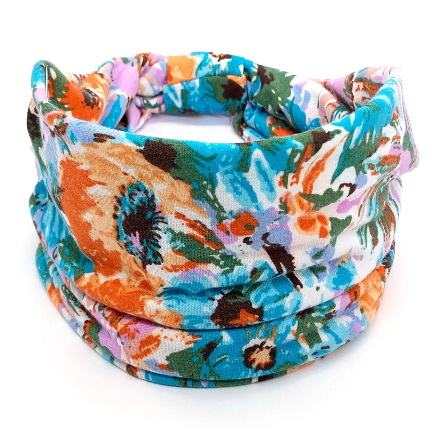 Bohol Headbands Women Wide Knotted Hairbands Elastic Turban Head Bands Non-Slip Floral Yoga Sports Sweatbands Workout Head Wraps