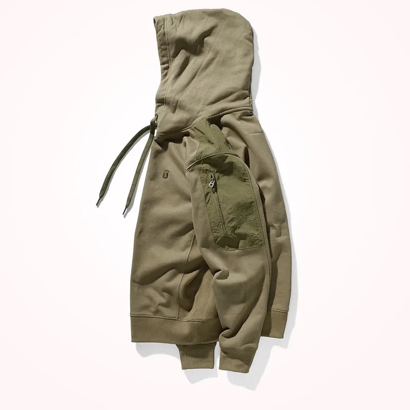 9040# Autumn and Winter Fashion 100% Cotton Terry Plus Velvet Hoodies for Men's Thick Slim Hooded Pullover Sportswear