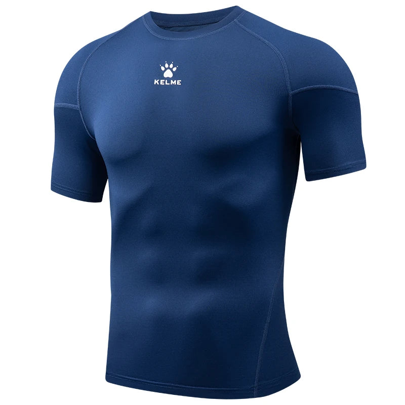 Fitness T-shirt Men's High Elasticity Breathable Tight Clothes Round Neck Basketball Running Training Short Sleeves