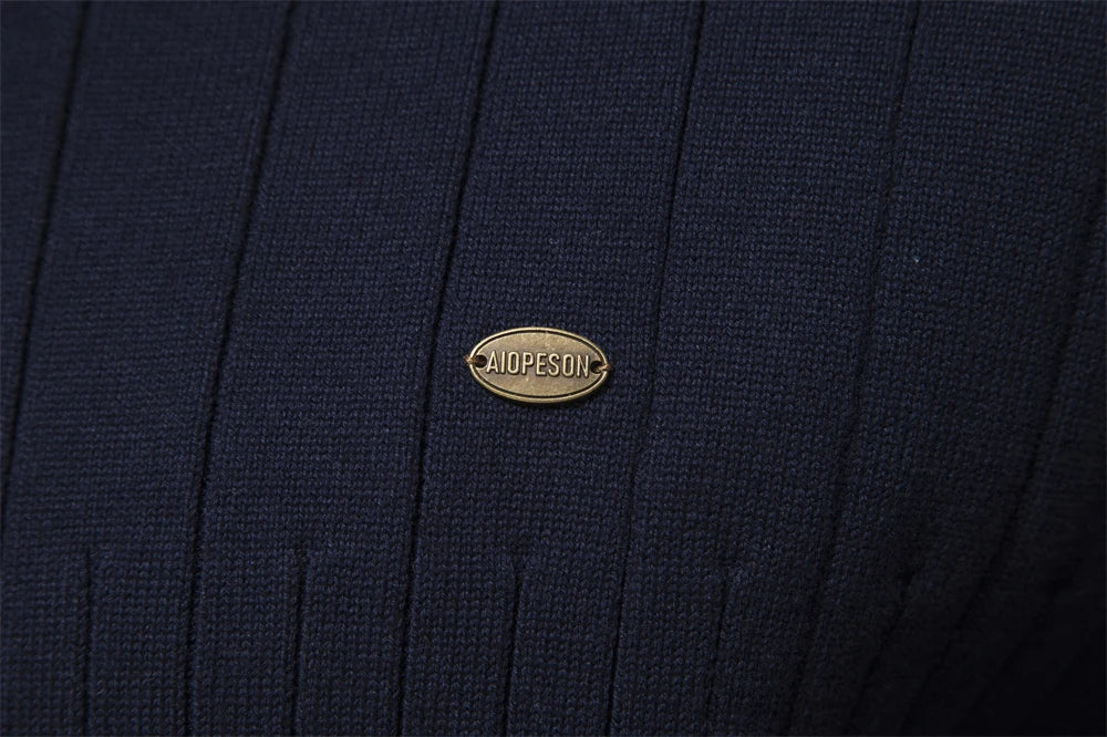 Men's Autumn Quarter Zipper Mock Neck Pullover Sweaters For Men Quality Warm Winter Cotton Knitted Men's Sweaters