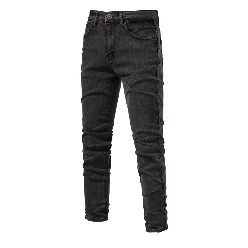 Men's Autumn Denim Jeans Pants Slim Fit Straight Quality Cotton Jeans Business Casual Denim Pants For Men