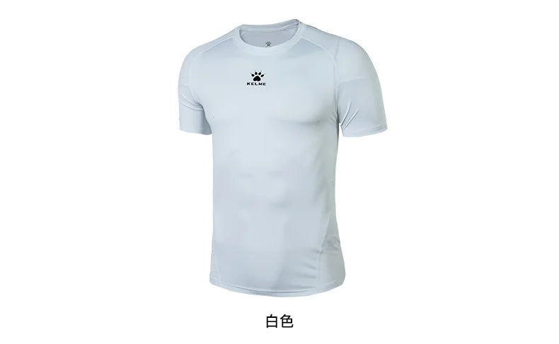 Fitness T-shirt Men's High Elasticity Breathable Tight Clothes Round Neck Basketball Running Training Short Sleeves