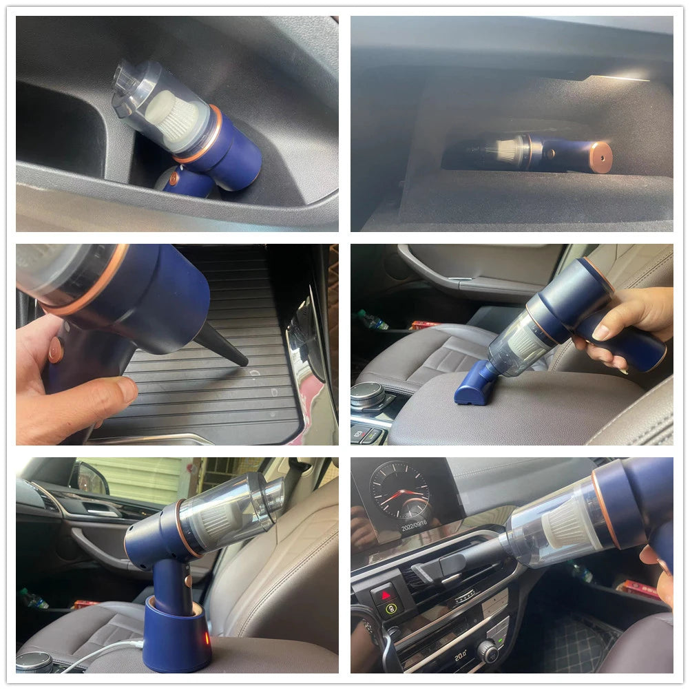 2-in-1 Wireless Car Vacuum Cleaner – Portable High-Power Handheld Vacuum with Multi Brush Heads & Type-C Charging
