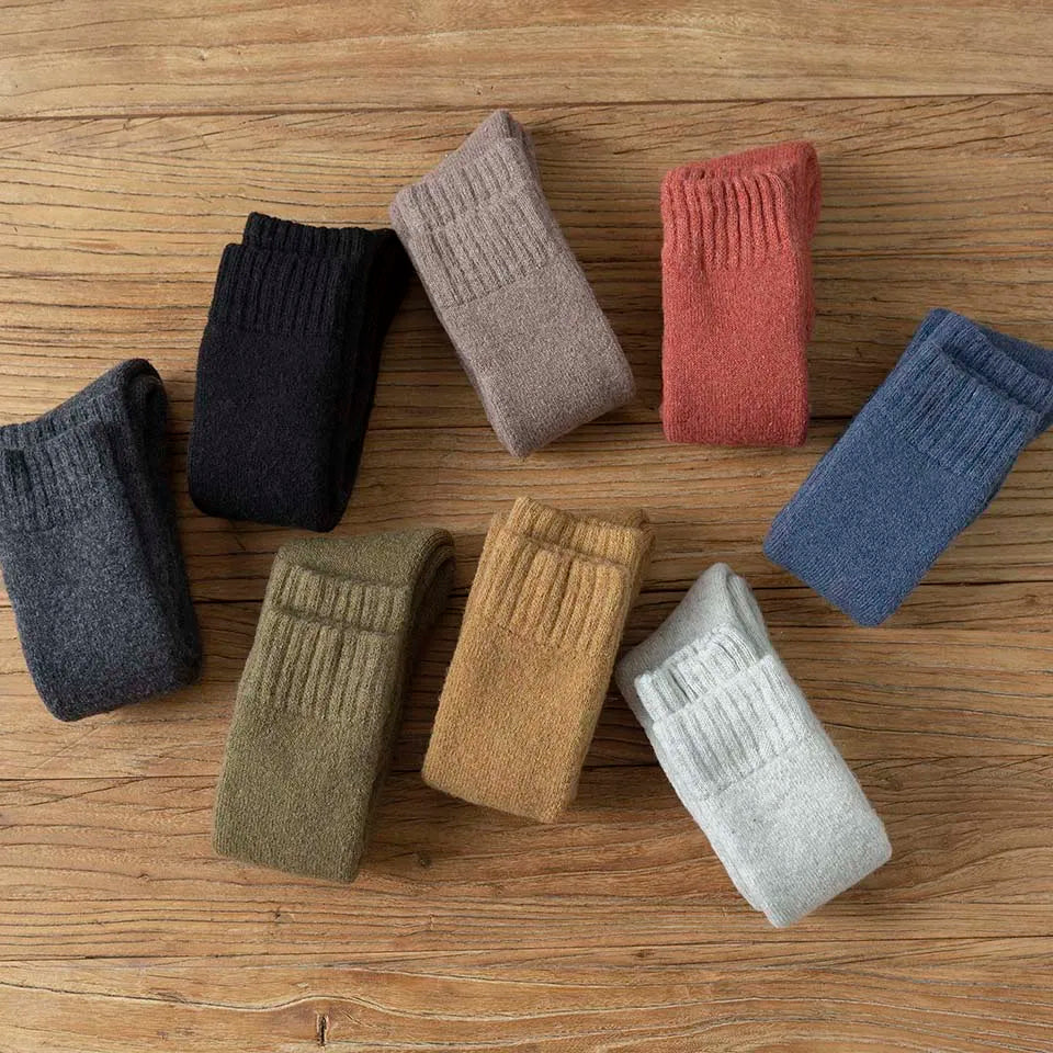 Winter Dames Merino Wol Hoge Knie Lange Sokken Dikke Warme Harajuku Retro Compressie Vrouwelijke Kasjmier Kousen
