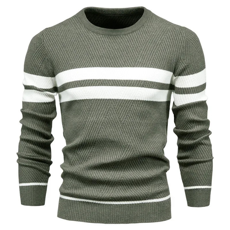 Men's Autumn Pullover Men's Sweater O-neck Patchwork Long Sleeve Warm Slim Sweaters Casual Fashion Sweater For Men
