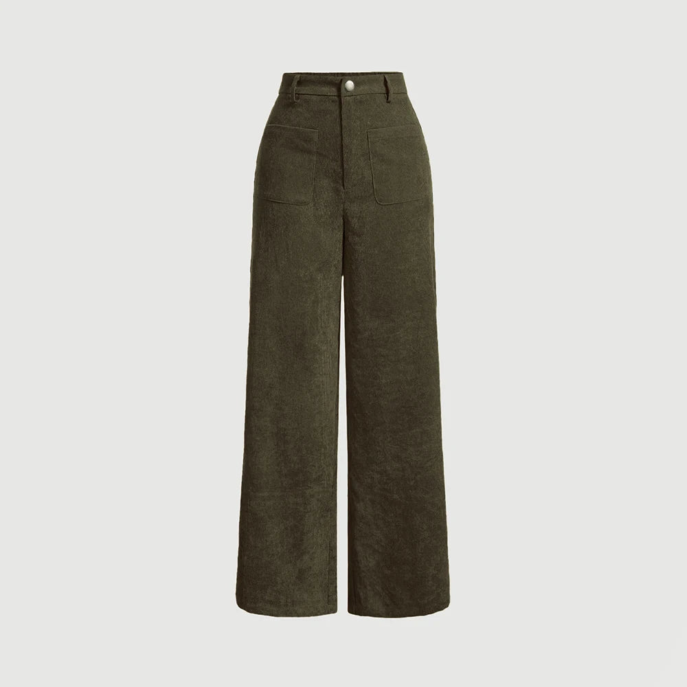 Women's High Waist Casual Pants Retro Vintage Pocket Full Length All Season Multi-Occasion Trousers