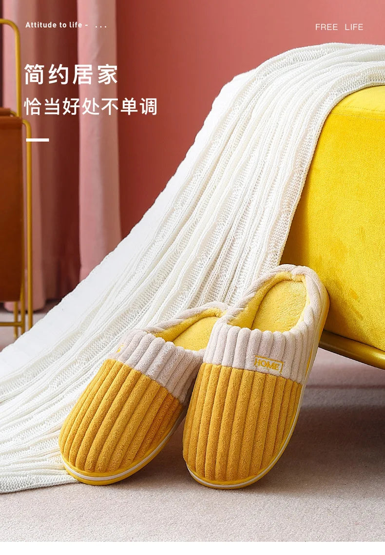 Unisex Fur Fluffy Indoor Slippers With Soft Comfy Furry Bedroom Slides and Non-Slip Plush Flat Cotton Shoes