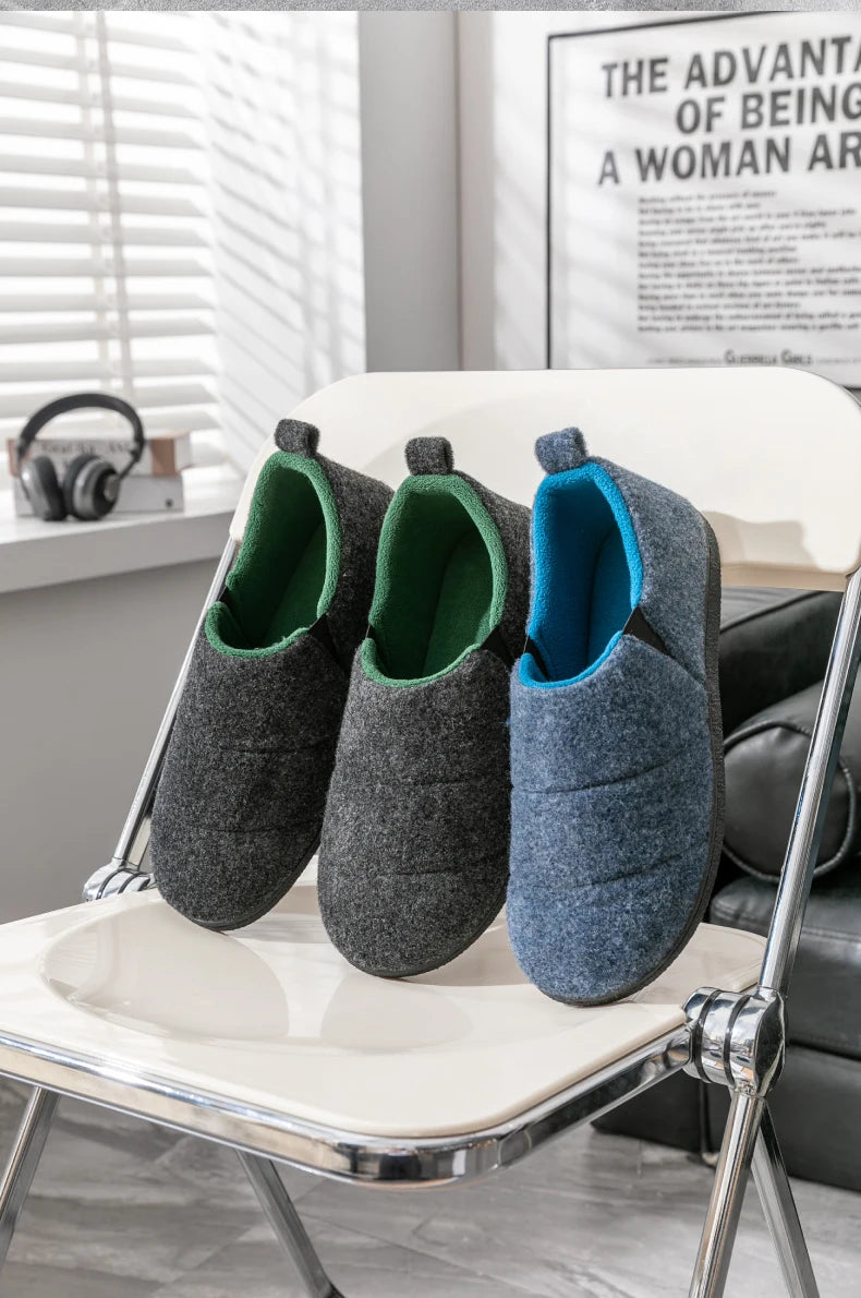 Men's Winter Plush Slippers Warm Fuzzy Soft Bottom Slides Comfortable Bedroom Shoes Indoor Male Anti-Slips Slippers