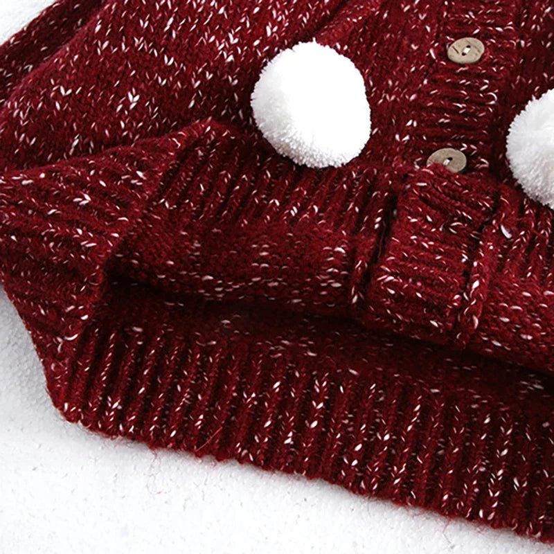 New Year Fashion Knitwear Children's Sweater Boys Loose Cardigans Coat Autumn Winter Girls Knitted Retro Outwear For Kids 0-5Y Unisex