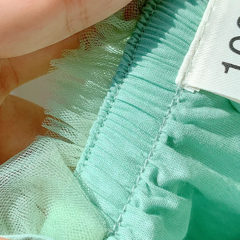 Summer Kids Sweet Mesh Dress Girls 6 Colours Suspended Floral Beach Skirt Children Tutu Princess Dress 1-6Y Girls