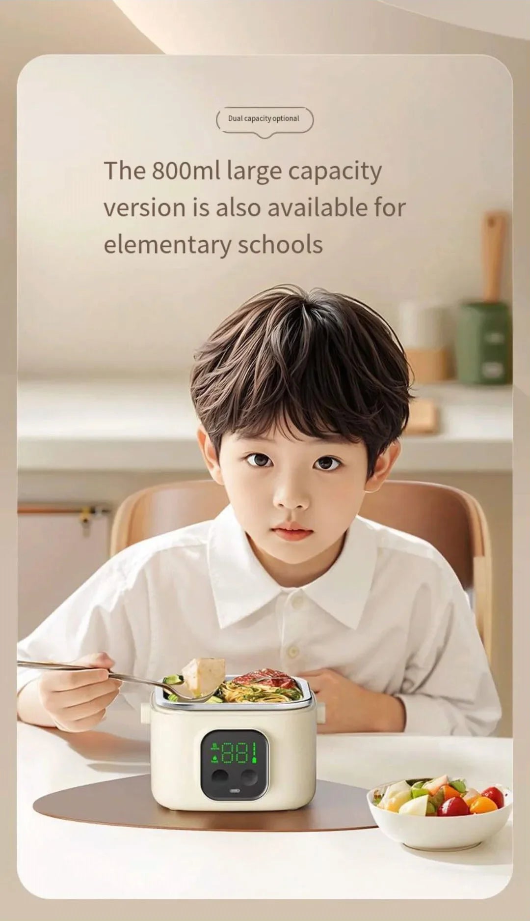 Portable Wireless Water-Free Heating Lunch Box Small Capacity for Baby Camping Trips LCD Display Rechargeable Electric Lunch Box