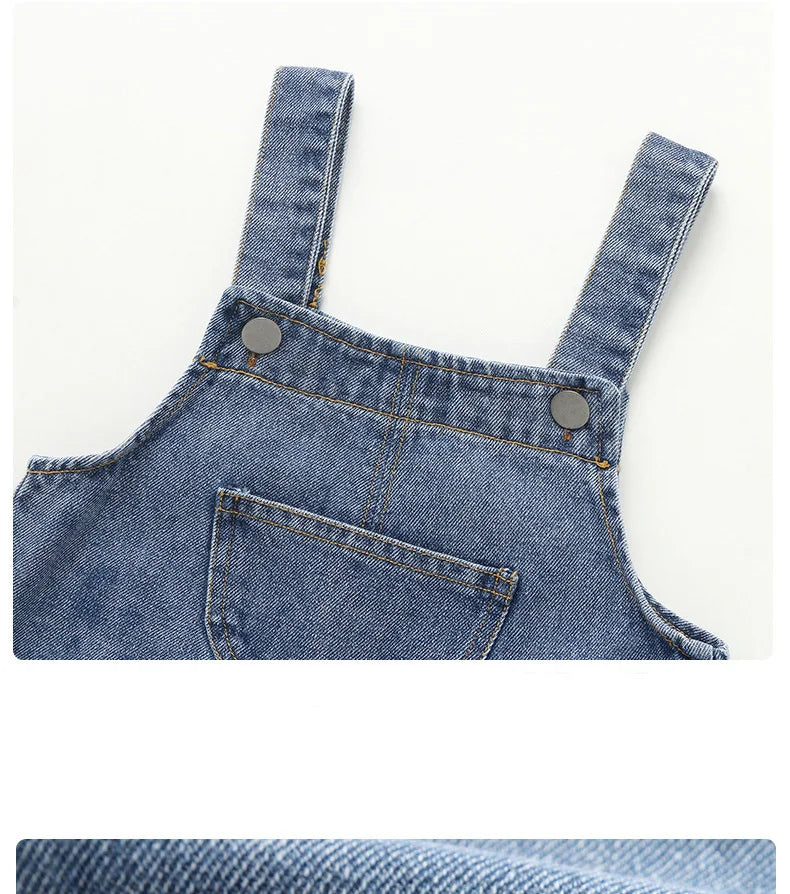 Kids Trousers Solid Brief Girls Denim Overall Boys Jumpsuits 1-6Y Unisex