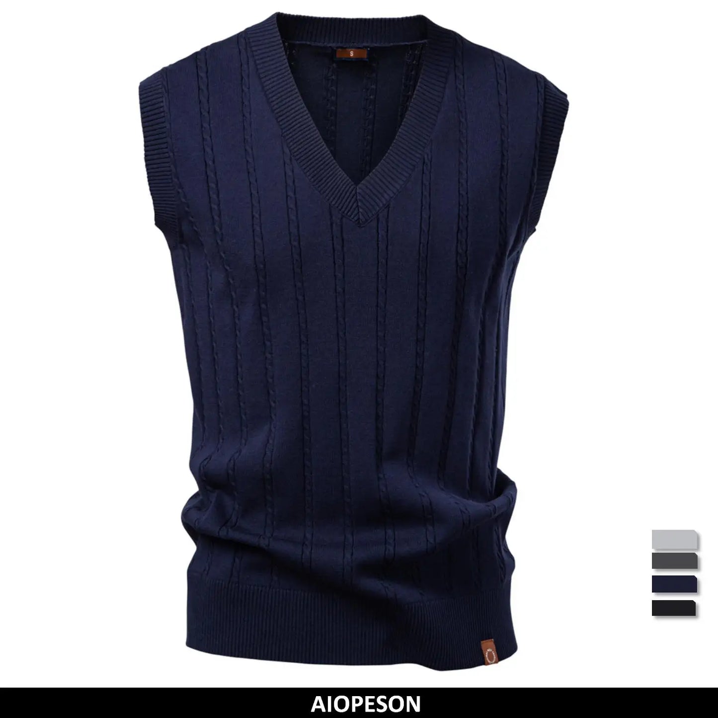 Men's Solid Colour V-Neck Knitted Vest Sleeveless Casual Warm Versatile Sweater Male Vest‌