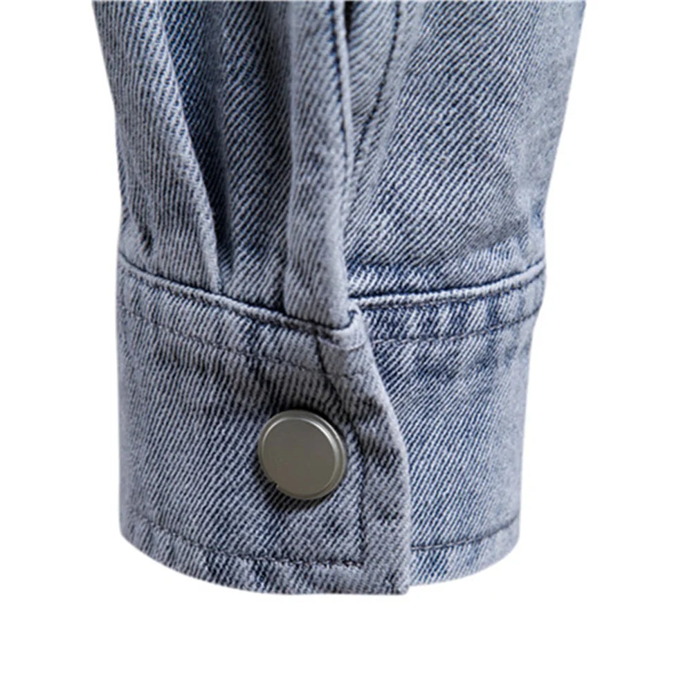 Men's 100% Cotton Denim Shirts Solid Colour Double Pocket Casual Long Sleeve Shirts Autumn Thickened Shirts For Men