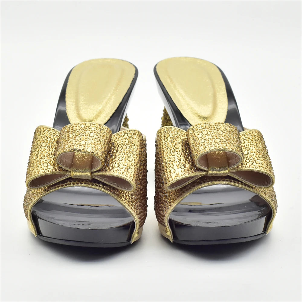 Italian Shoes with Matching Bag for Wedding Shoe and Bag Set for Nigeria Party Italy African Women Party Pumps with Rhinestone