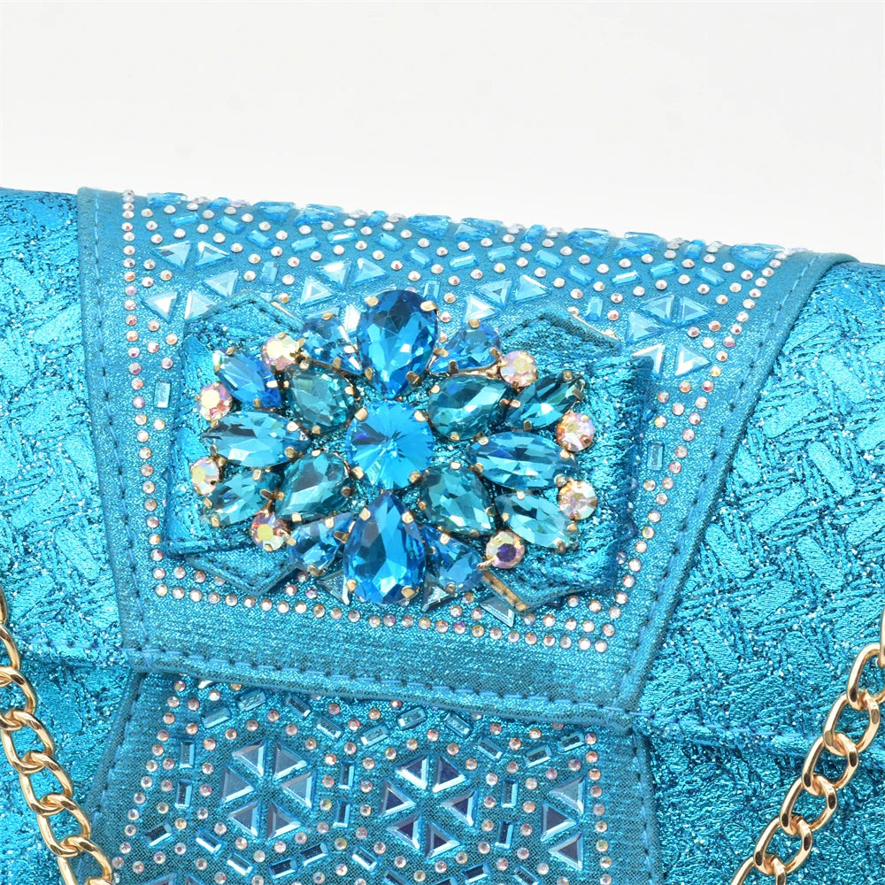 Matching Nigerian Party Shoes and Bags for Ladies Elegant Heeled Shoes for Women Rhinestone African Bag and Shoe Set