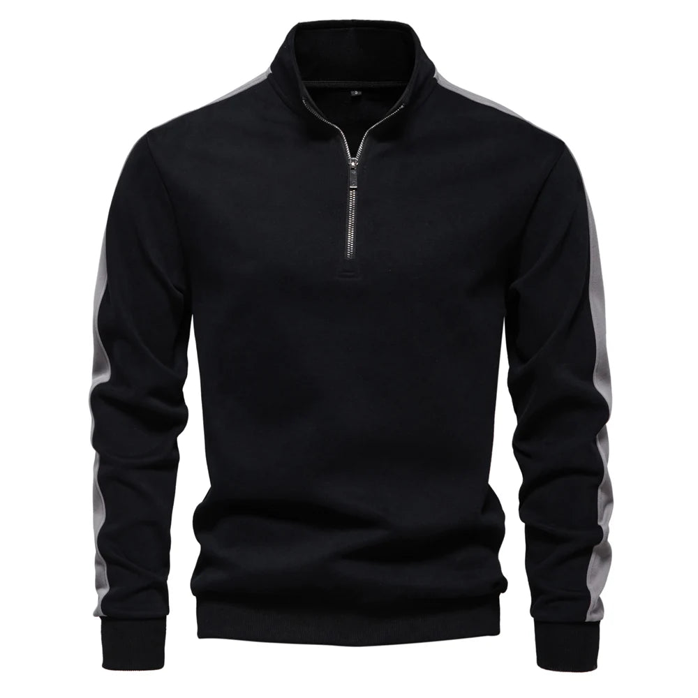Men's Patchwork Quarter Zip Cotton-Blend Sweatshirts Lightweight Casual Sport Pullover Sweatshirt for Men