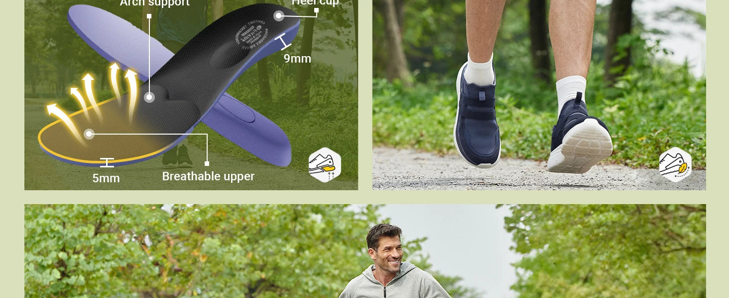 Heren sportschoenen, brede 2e, handsfree wandelschoenen, outdoor fitness, hardlopen, lichtgewicht, ademend, met boogondersteuning
