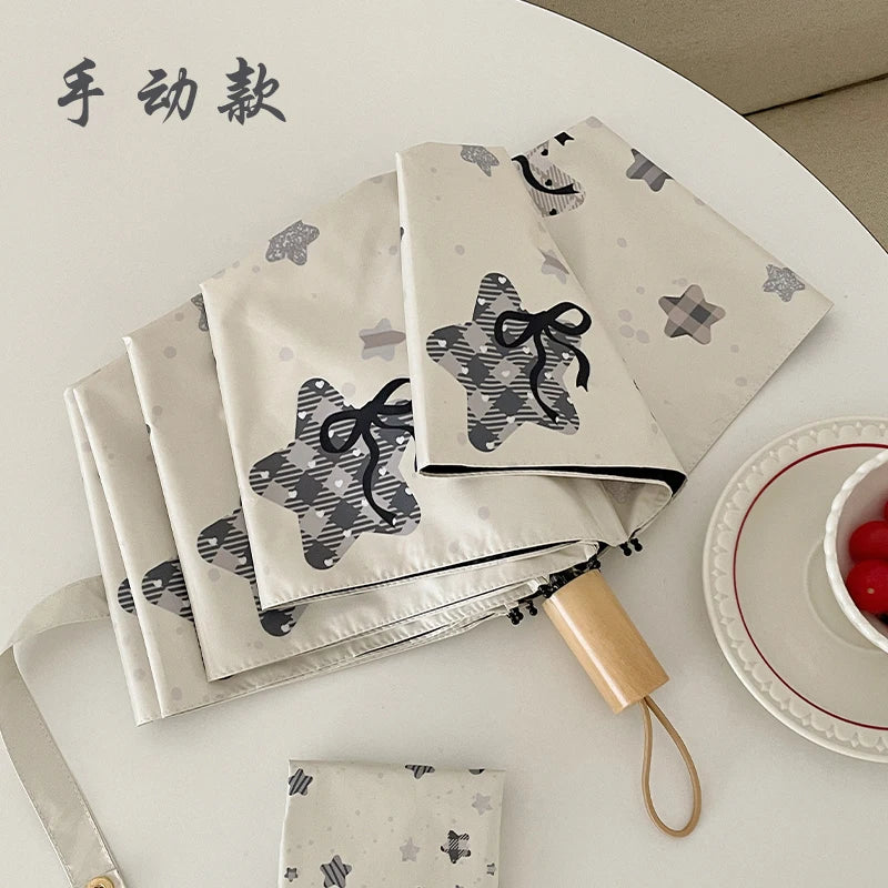 Automatic Fold Umbrella | All-Weather UV Sunshade | Ins Style Black Glue Design