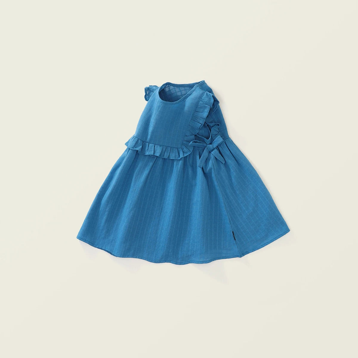 New Summer Kids Sundress Korean Style Ruffled Blue Vest Style Dress for Girls Children Sleeveless Dress 4-6Y Girls