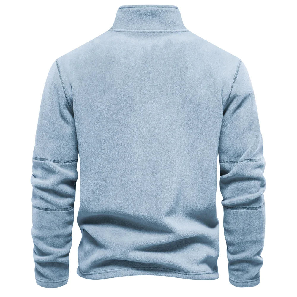 Men's Thickened Warm Fleece Sweatshirt Jacket Quarter Zipper Mock Neck Pullover Men's Sweatshirt Soft Shell Jacket