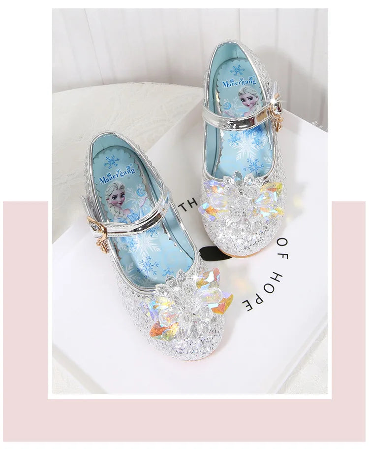 Fashion Elsa Princess Girl Shoes Frozen Cartoon Dress Shoes For Girls Fashion Party Shoes With High Heels Christmas Gifts