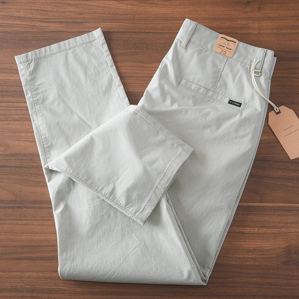 2025 Zomer Nieuwe Amerikaanse Retro Dunne Snel drogende Ice Silk Stretch Broek Heren Eenvoudige Chino Business Casual Rechte Broek