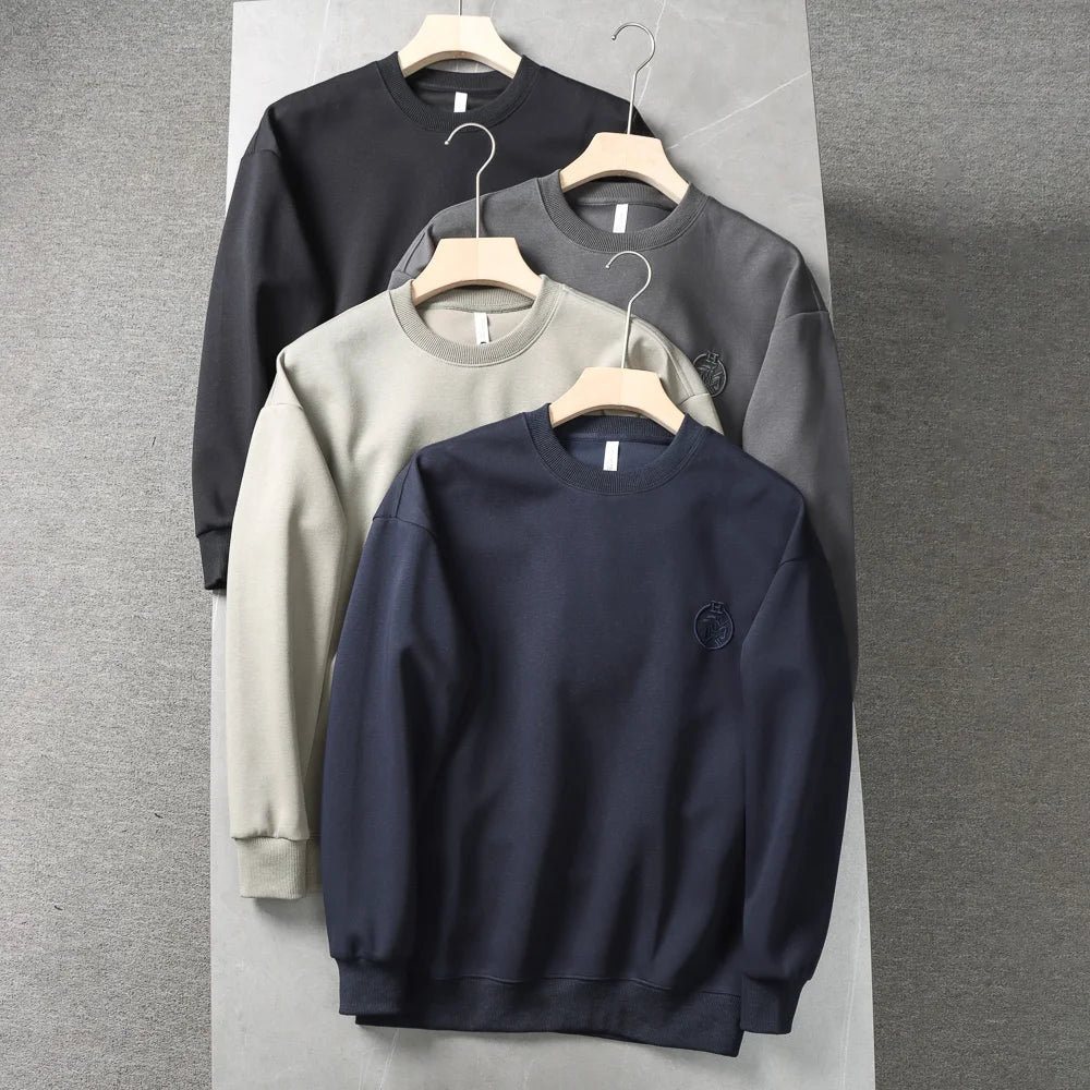 Autumn New American Retro Long Sleeve O-neck Embroidery Sweatshirts Men's Fashion Washed Old Terry Pullover Casual Sportwear