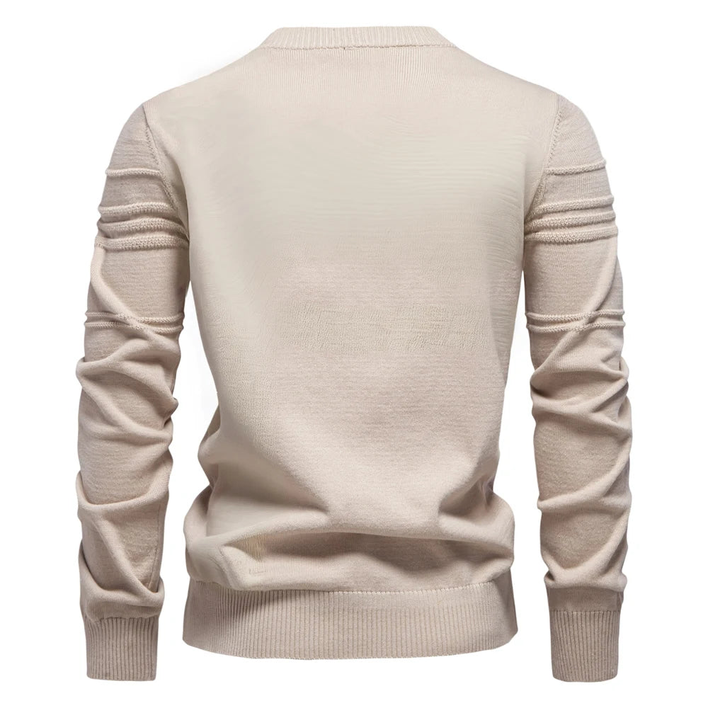 Men's Crewneck Pullover Sweater Knitted Cotton Stripped Quality Autumn Winter Warm Sweaters for Men