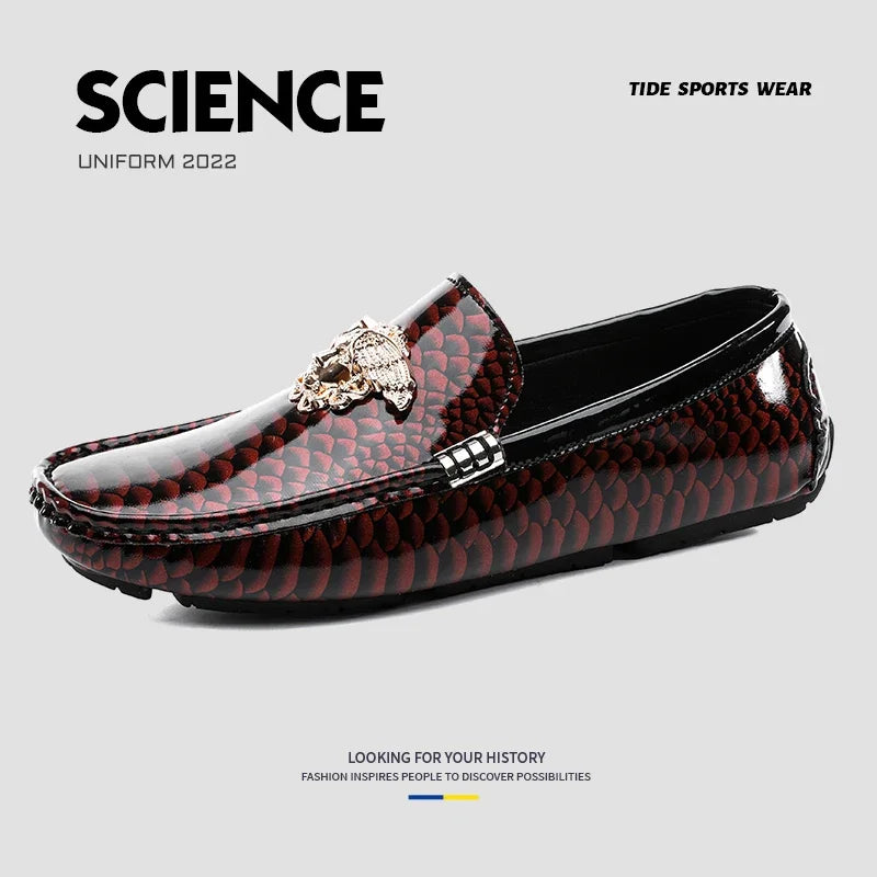 Luxury Trendy Mens Fashion Casual Shoes Popular Youth Daily Walking Shoes Red Business Moccasins Loafers Large Size 38-48