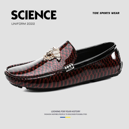 Luxury Trendy Mens Fashion Casual Shoes Popular Youth Daily Walking Shoes Red Business Moccasins Loafers Large Size 38-48