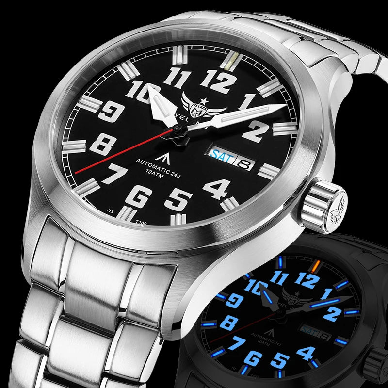 Yelang V1007 42MM Men Watch NH36 Luminous T100 Brand 100M Waterproof Mechanical Automatic Watch Sapphire Lens Reloj Business