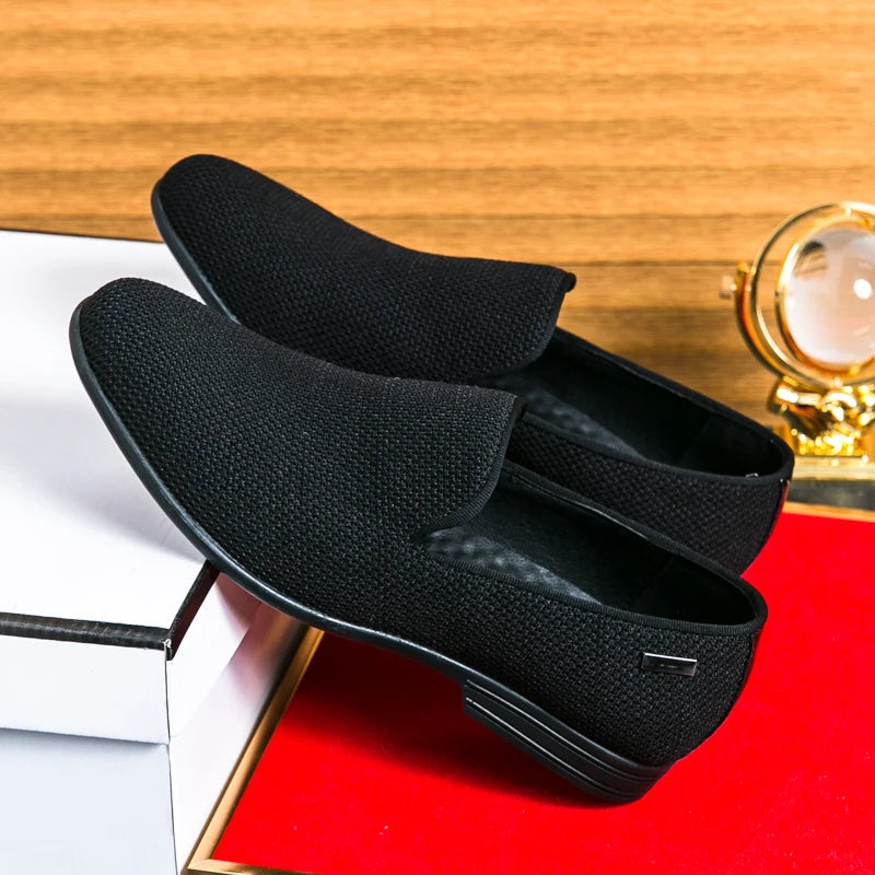 Breathable Mesh Formal Dress Oxfords Shoes for Men Orange Red Male Fashion Casual Loafers England Gentleman Style Shoes