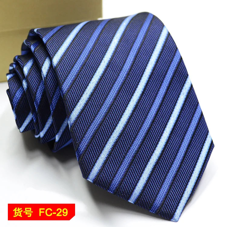Men's Solid Color Stripe Floral Jacquard Necktie 7-8cm Width Fashionable Daily Wear Cravat for Wedding Party Gift
