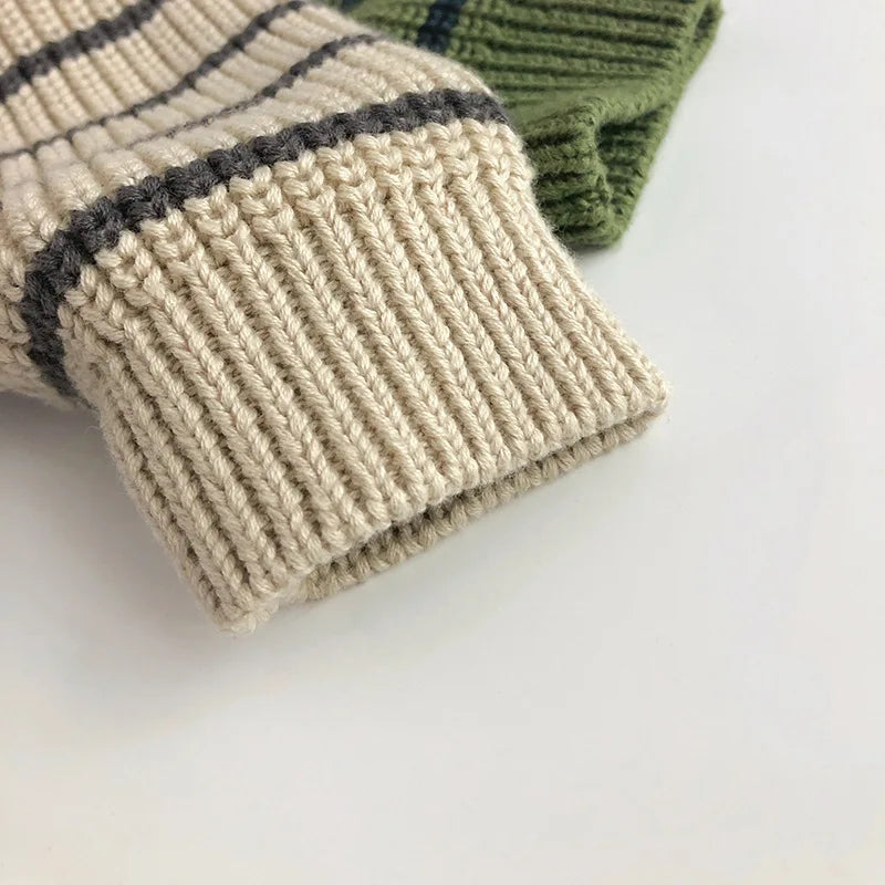 Autumn Stand Collar Kids Clothes Jacket Sweaters Classic Striped Boys Sweater Half Zipper Girls Knit Pullover Children Tops 1-6Y Unisex