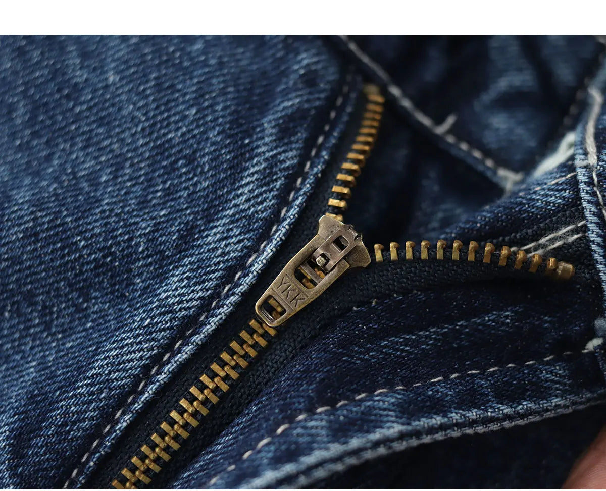 2025 Lente Nieuwe Amerikaanse Retro Primaire Kleur Denim Jeans Heren Eenvoudige 90% Katoen Gewassen Oude Casual Losse Rechte Wijde Broek