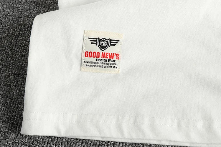 Summer American Retro Short Sleeve O-neck Letter Motorcycle Printed T-shirt Men's Fashion 100% Cotton Washed Casual Youth Tops