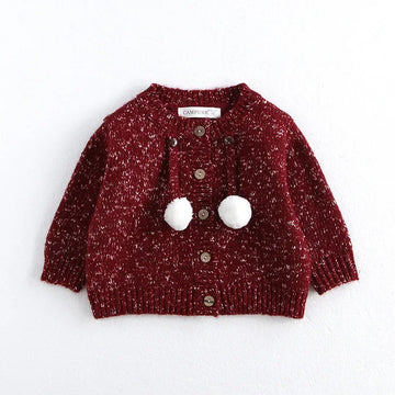 New Year Fashion Knitwear Children's Sweater Boys Loose Cardigans Coat Autumn Winter Girls Knitted Retro Outwear For Kids 0-5Y Unisex