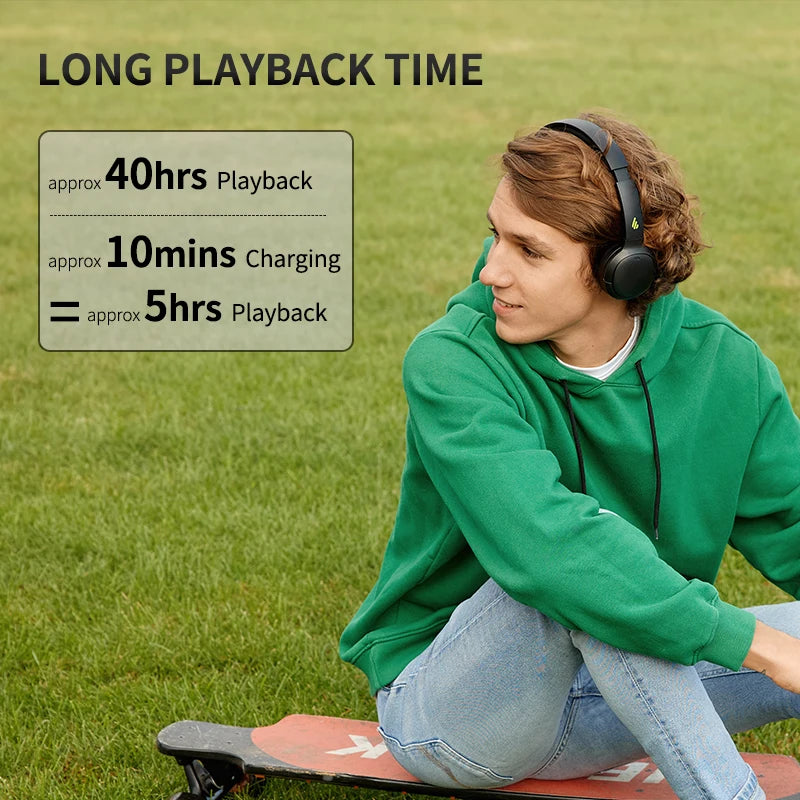 Edifier WH500 Wireless Bluetooth Headphones On-Ear Headset Lightweight Foldable Dual Connection 30H Battery Life