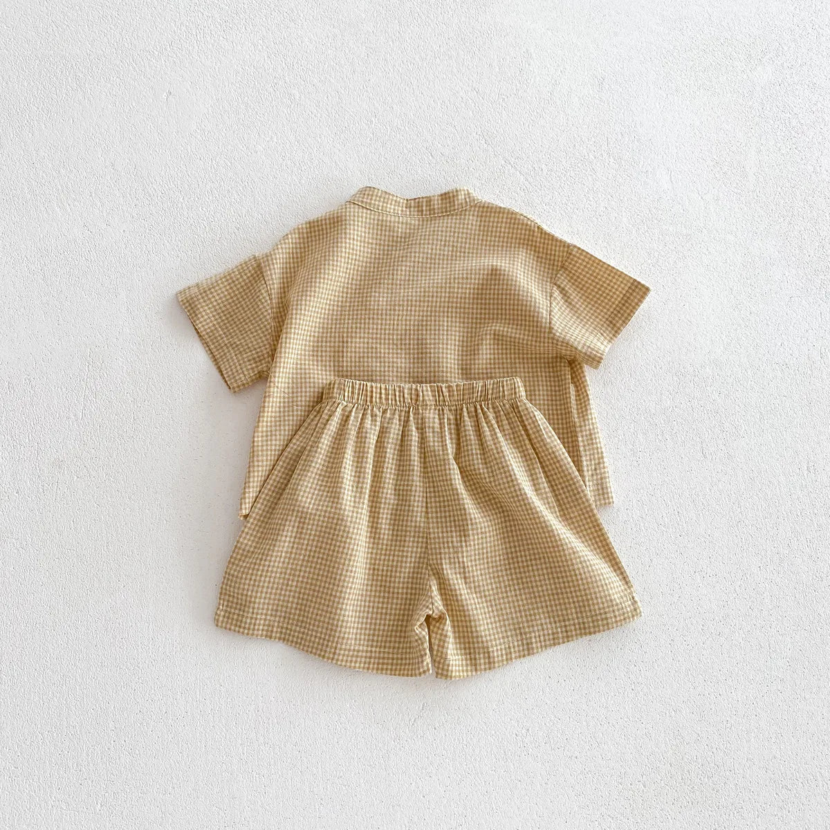 Summer Thin Short Sleeve T-shirt and Shorts Set Small Stand Collar Cool Toddler Boys Baby Girls 2PCS Casual Beach Suits 1-5Y Unisex