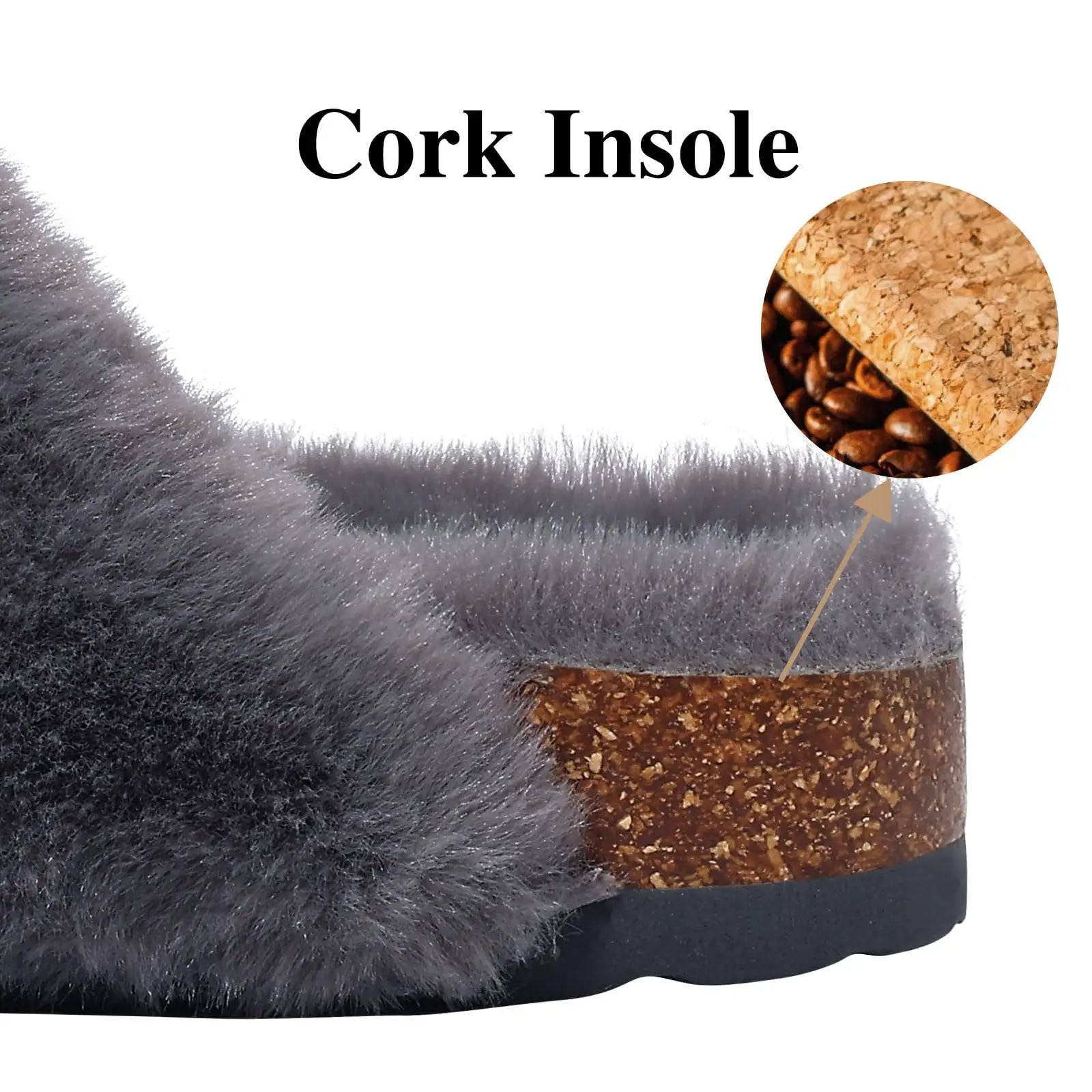 Women's Winter Warm Leisure Slippers Non-Slip Outdoor Slides Cork Insole Cosy Slip-On With Arch Support Suitable As Ladies' Sandals