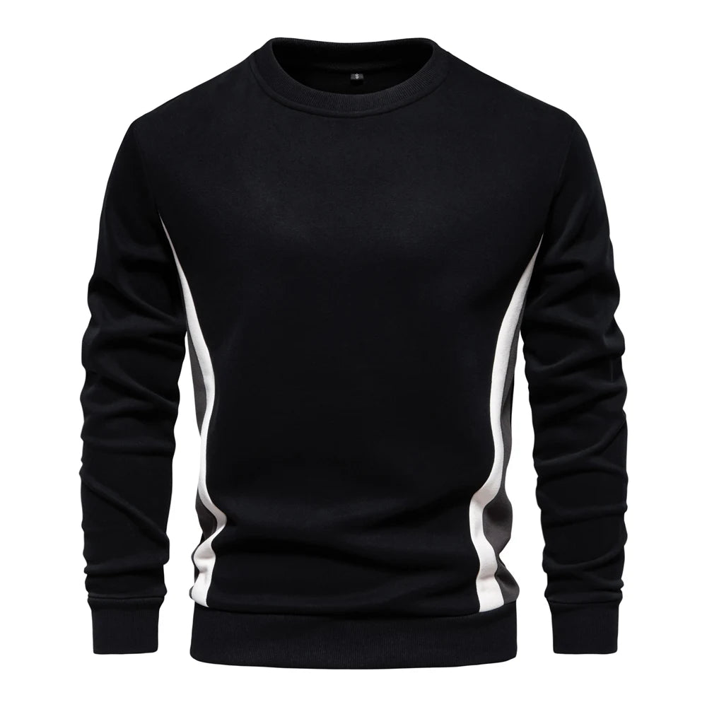 Men's Patchwork Cotton-Blend Crew Neck Sweatshirts Fashion Casual Sport Round-Neck Pullover Sweatshirt for Men