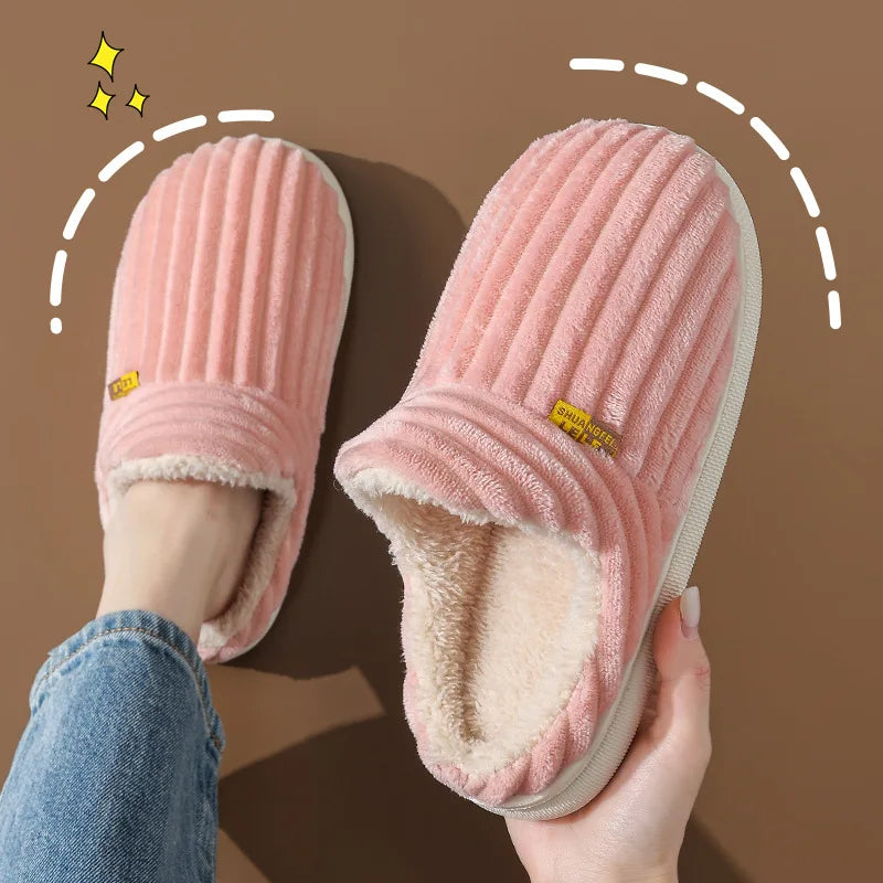 Unisex Warm Plush Fur Winter Slippers Indoor and Outdoor Fluffy Warm Fuzzy House Shoes With Fuzzy Soft Furry For Men & Women