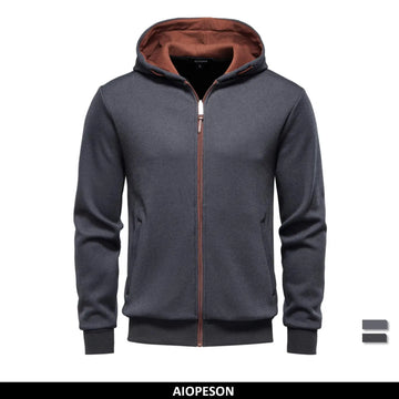 Men's Hoodie Solid Colour Winter Warm Retro Streetwear Minimalist Design Sportswear Zipper Hooded Sweatshirts