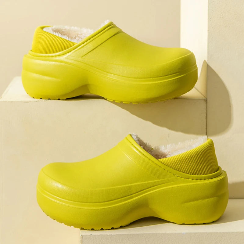 Women's Winter Warm Fashion Furry Slippers Cotton Slides For Outdoor Indoor Couples Use With Non-Slip Thick Sole Plush Fluffy Ladies' Slippers